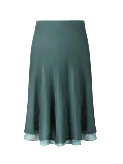 T.w.i.n. That’s What I Need Women's Velvet Romance Skirt In Sage In Multi