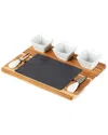 Twine Acacia/slate Cheese Board Set With Ceramic Bowls In Brown