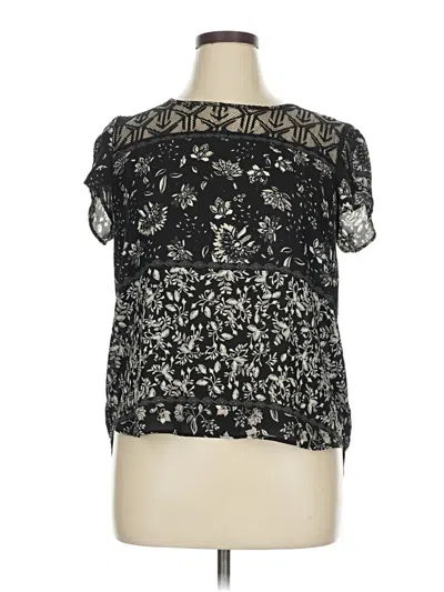 Pre-owned Twine & String Short Sleeve Blouse In Black