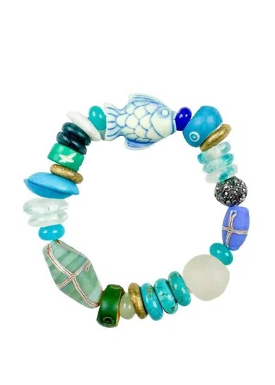 Twine & Twig Women's Intricate Stack Bracelet In Azul In Green