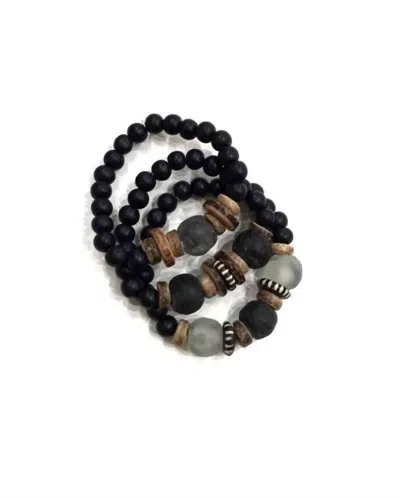 Twine & Twig Women's Trio Stack Bracelet Set In Black
