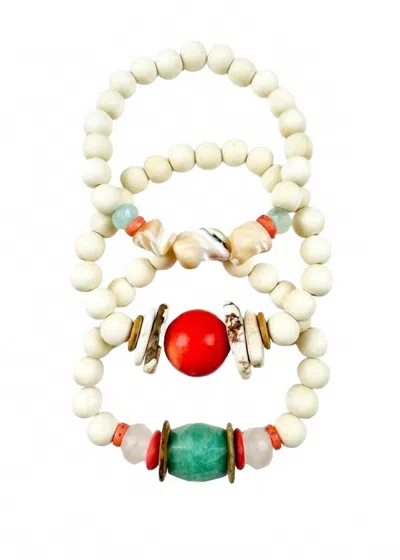 Twine & Twig Women's Trio Stack Bracelet Set In Coral Bay In Neutral