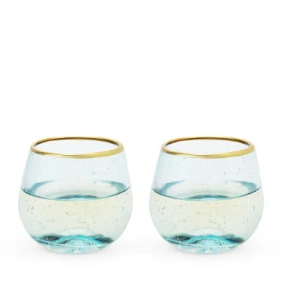 TWINE TWINE AQUA BUBBLE STEMLESS WINE GLASSES SET OF 2