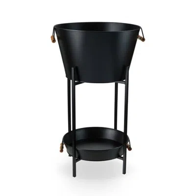 Twine Black Beverage Tub With Stand & Tray