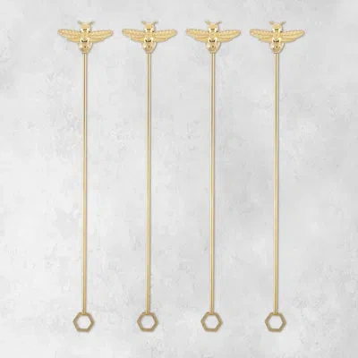 Twine Bumble Bee Stir Sticks In Gold Plated