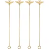 Twine Bumble Bee Stir Sticks Set Of 4 In Gold