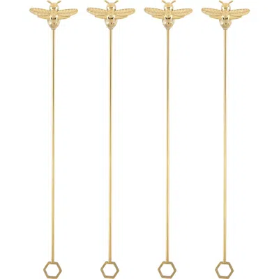 Twine Bumble Bee Stir Sticks Set Of 4 In Gold