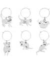 Twine Cat Wine Charms Set Of 6