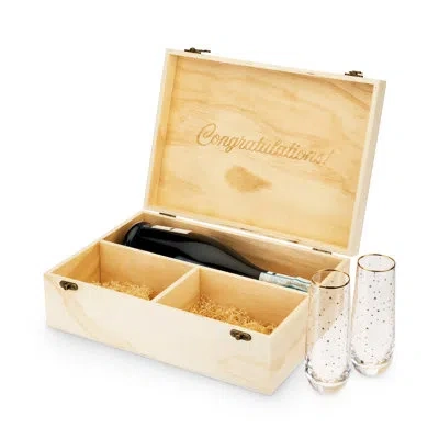 Twine Celebrate Wood Champagne Box With Of Flutes In Clear