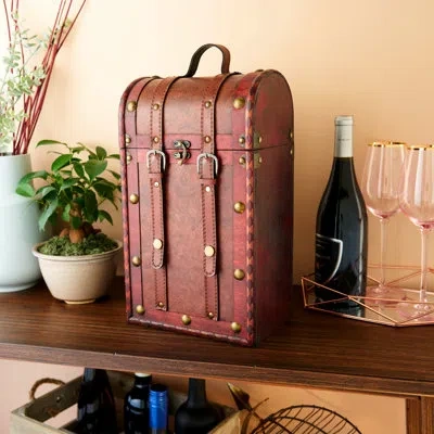 Twine Chateau 2 Bottle Antique Wine Box In Brown