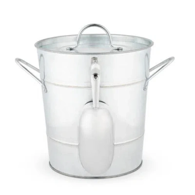 Twine Galvanized Metal Ice Bucket With Scoop In Silver
