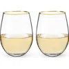 Twine Gilded Stemless Wine Glass Set In Gold