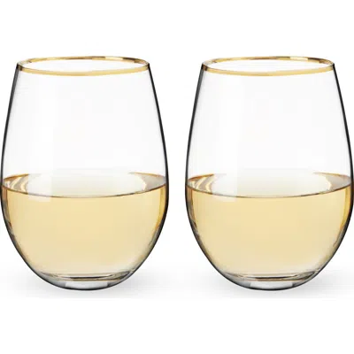 TWINE TWINE GILDED STEMLESS WINE GLASSES SET OF 2