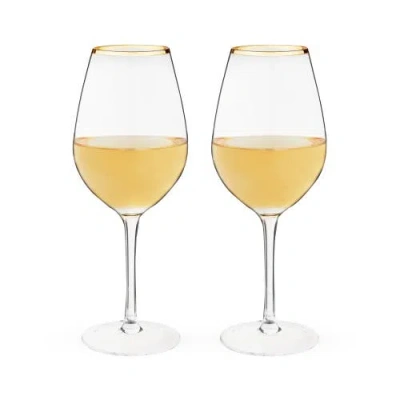 Twine Gilded Stemmed Wine Glasses Set Of 2 In Gold