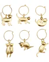 Twine Cat Wine Charms Set Of 6