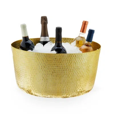 Twine Hammered Metal Tub In Gold