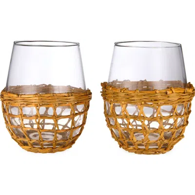Twine Island Set Of 2 Stemless Wine Glasses In Transparent