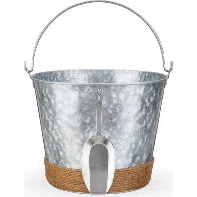 TWINE TWINE JUTE WRAPPED GALVANIZED METAL ICE BUCKET WITH SCOOP
