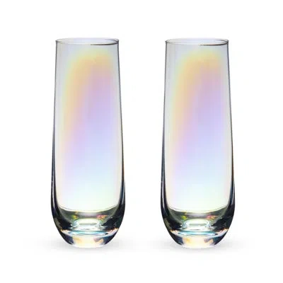 Twine Luster Stemless Champagne Flutes In Multicolor
