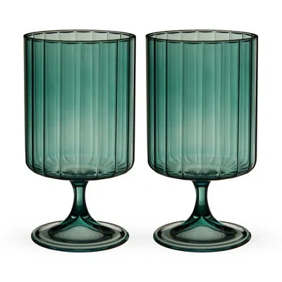 Twine Malachite Stemmed Optic Tumblers, Set Of 2 In Green