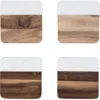 Twine Marble & Acacia Coasters Set Of 4 In White