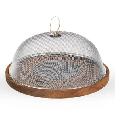 Twine Modern Manor Slate & Acacia Cheese Board With Dome In Brown