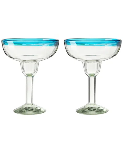 Twine Primavera Recycled Margarita Glass Set In Blue