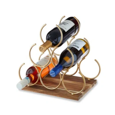Twine Pyramid 6-bottle Wine Rack In Gold