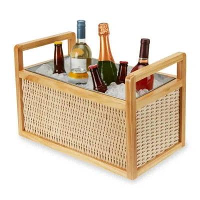 Twine Rattan & Wood Beverage Tub In Light Yellow Wood