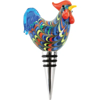 Twine Rooster Glass Bottle Stopper In Multi