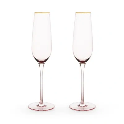 Twine Rose Crystal Champagne Flute In Pink