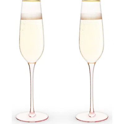 Twine Rose Crystal Champagne Flutes Set Of 2 In Pink