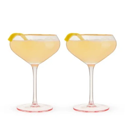 Twine Rose Crystal Coupe Glasses Set Of 2 In Pink