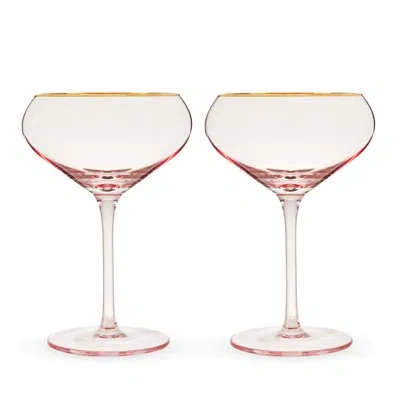 Twine Rose Crystal Coupe Glasses, Set Of 2 In Pink