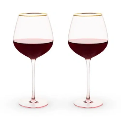 Twine Rose Crystal Red Wine Glasses Set Of 2 In Pink