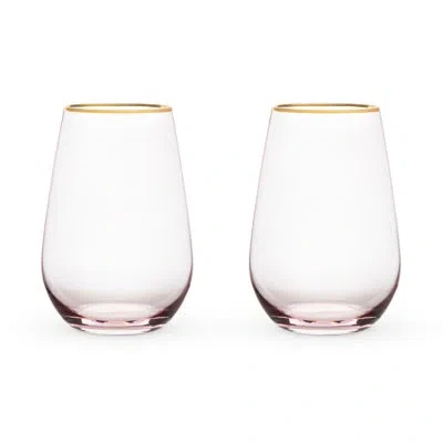 Twine Rose Crystal Stemless Wine Glass In Pink
