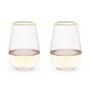 Twine Rose Crystal Stemless Wine Glasses Set Of 2 In Pink