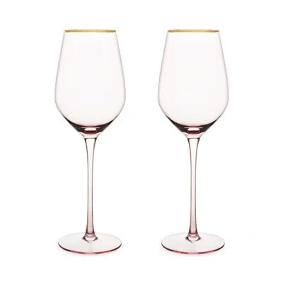 Twine Rose Crystal White Wine Glass In Pink
