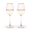 Twine Rose Crystal White Wine Glasses Set Of 2 In Pink
