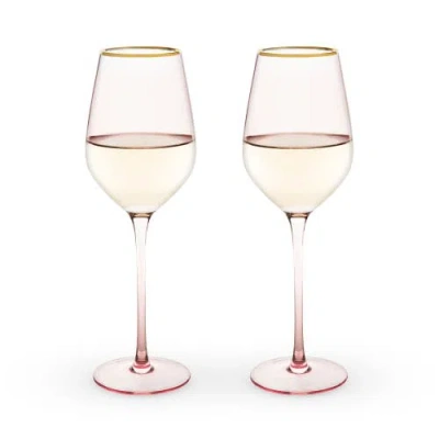 Twine Rose Crystal White Wine Glasses Set Of 2 In Pink
