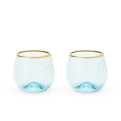 Twine Seaside Bubble Stemless Wine Glass In Aqua
