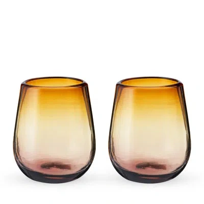 Twine Segunda Vida El Ocaso Recycled Stemless Wine Glasses, Set Of 2 In Brown