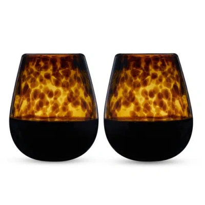 Twine Segunda Vida Tortuga Recycled Stemless Wine Glasses Set Of 2 In Brown