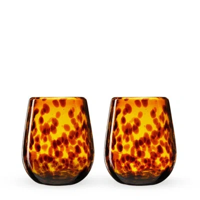 Twine Segunda Vida Tortuga Stemless Wine Glasses In Brown