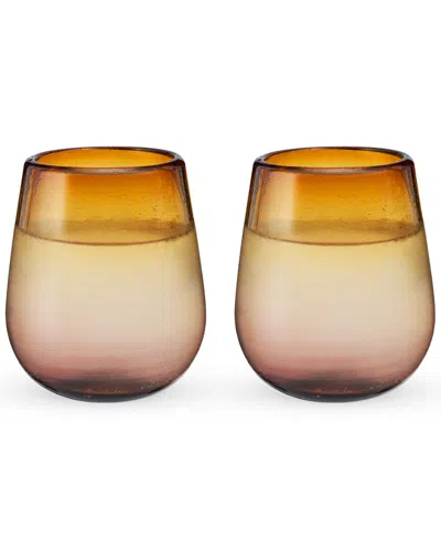 Twine Set Of 2 El Ocaso Recycled Stemless Wine Glasses In Multi