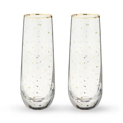 Twine Starlight Stemless Champagne Flutes In Clear