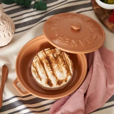 Twine Terra Cotta Brie Baker With Wood Spreader In Orange