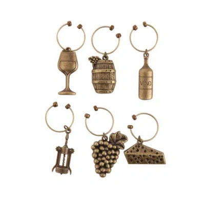 Twine Vineyard Wine Charms Set Of 6 In Bronze
