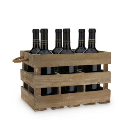 Twine Wooden 6-bottle Crate In Brown