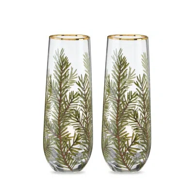 Twine Woodland Stemless Champagne Flute In Green